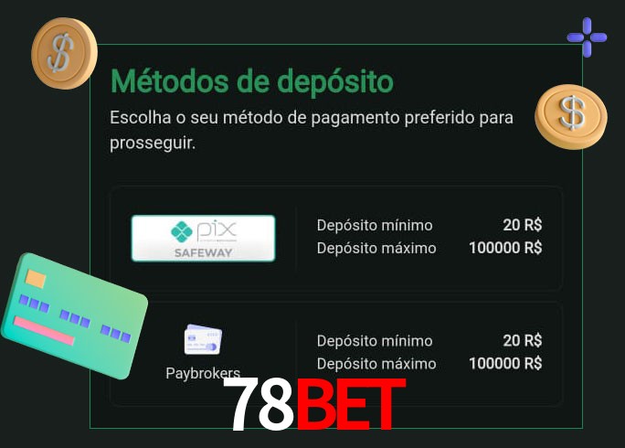 O cassino 78Bet oferece uma grande variedade de métodos de pagamento